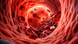 Red blood cells in vein. Health, cardiovascular system