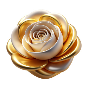 white and gold rose on a white background