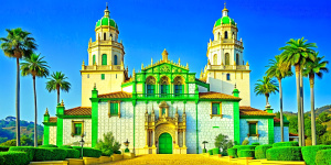 Hearst Castle at San Simeon. Walls are encrusted with shining emeralds and chased in gold. 