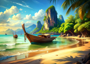 thailand beach with boat