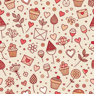 valentine day minimalist doodles for seamless pattern tile, light background