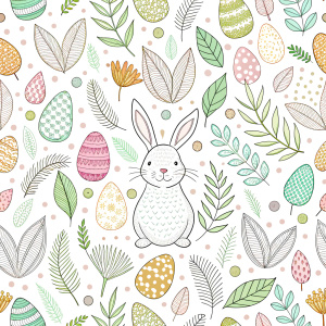 easter minimalist doodles seamless pattern tile, white ground