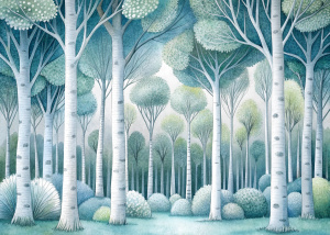 cute white eucalyptus trees forest