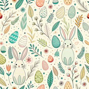 easter minimalist doodles seamless pattern tile, white ground