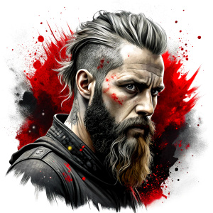 Nordic ragnar - perfect realistic art, high-definition grey and black, white background tattoo design