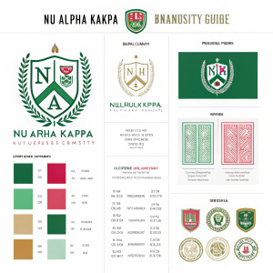 Official branding guide for Nu Alpha Kappa Fraternity. Comprehensive visual identity guidelines including colors, fonts, and symbols. Detailed designs showcasing various brand elements.