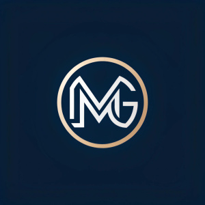 Modern logo design for Marlon Guardo. The brand name 'MG' in sleek white typography stands out against a deep navy background.
