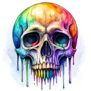 Colorful Melting skeleton line, white background