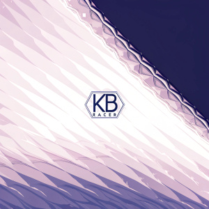 The logo for KB Racer features a clean, modern design with geometric shapes and the brand acronym in sleek font against a gradient of dark to light blue background.