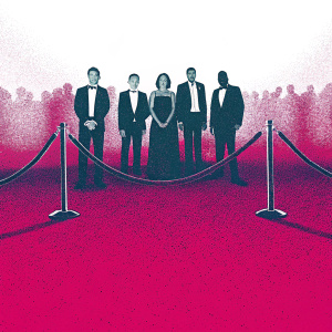 Kate Garraway, Susanna Reid, Ben Shephard, Ranvir Singh, and Sean Fletcher at an exclusive awards show. Black and white formal attire. Crowds visible in the background