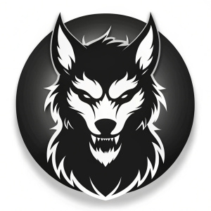 werewolf icon, black and white, white background