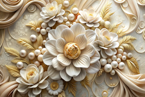 3d wallpaper ceiling luxury flower and silk background for print