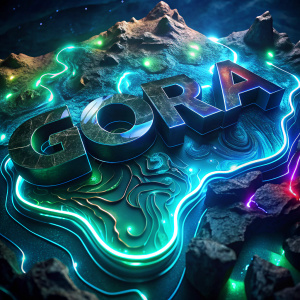 the word GORA looks like topography map and hologram