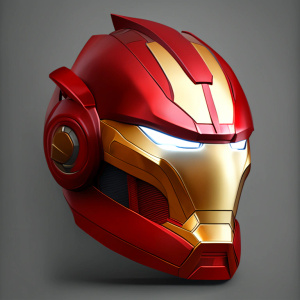 Ironman Helmet front face, background red color