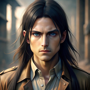 long hair eren yeager