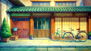 anime bike shop background