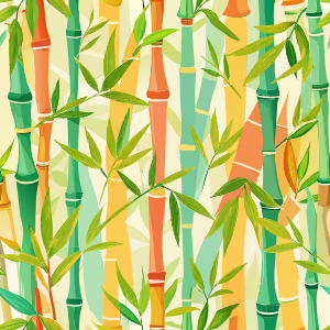 bamboo shoots intertwined with soft watercolor strokes