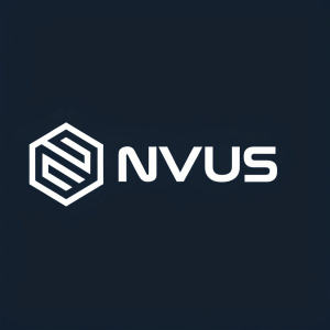 A sleek and modern logo for NVUS. The design incorporates a minimalist geometric shape and the brand name 'NVUS' in a bold, sans-serif font. The logo features a striking contrast between dark and light hues, making it highly visible and memorable.