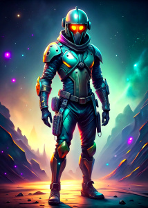 full body from head to foot, arms in front of Scifi asian soldier in a futuristic suit three futuristic a human male general digital art style illustration painting, no mask, have face, use a gun, helmet,  turn the left