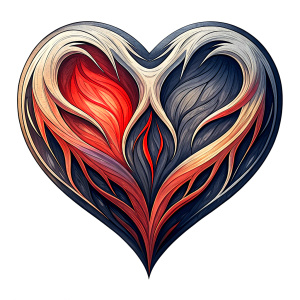 Style stickers. Create a heart shape with clean lines and smooth .Experiment with negative space to create an additional shape within the heart. Apply a subtle gradient to the heart symbol for a modern touch. Black and red only. White background, No Background, vector, 8K.