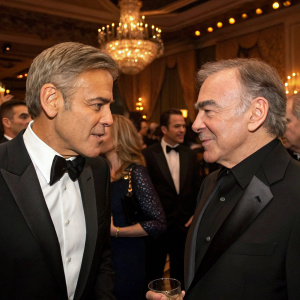 George Clooney and Neil Diamond engaging in conversation at the star-studded gala event.