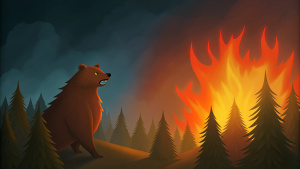 a bear attack the fire forest