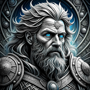 odin perfect realistic art, high-definition, high-definition grey and black, white background 