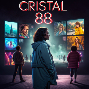 Promotional poster for Netflix series 'Cristal 88'. Dark, moody background. Collage of colorful images showcasing diverse characters.