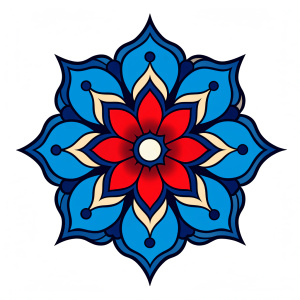 A unique big ornament flower and leaves, highly detailed hand drawn illustration, each element with a clean and thin outlining, vector art, , with a lot of white space,  sticker style, 2d cute, vintage, retro, 2d flat, centered, scandinavian style