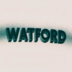 A sleek logo design featuring the bold, sans-serif text 'WATFORD'. Set against a stark white background.