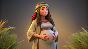 raquel from the bible, pregnant and happy. cinematic. 3d render