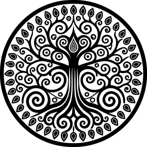 Nordic Mimir - Guard the Source of Tree Yggdrasilr high-definition design grey and black, realistic tattoo design, white background