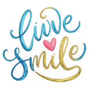 handwritten inscription "live, love, smile"