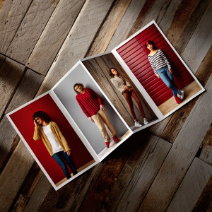 Promotional brochure for American Apparel showcasing a variety of casual outfits. Modern and inclusive design. Diverse models featured. Bright and engaging layout.