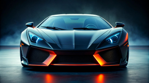 One supercar, new concept, Racing, front view, dark style