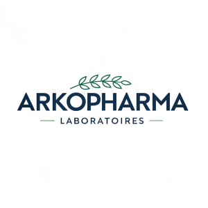 Arkopharma Laboratoires, modern logo design. Minimalistic, with emphasis on text. Clean and professional appearance