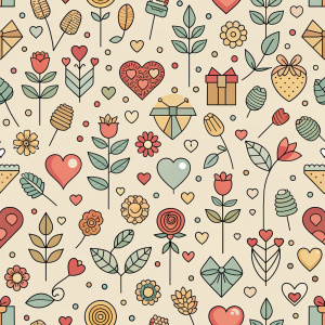 valentine day minimalist doodles for seamless pattern tile, light background