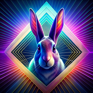 trippy rabbit, lines, squares, shapes