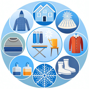 Preparing for winter season, household, domestic activities, hotel or home textile