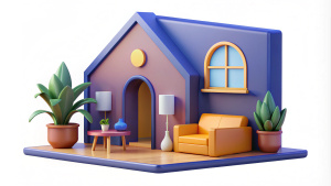 home interior background, wall mock up, 3d render
