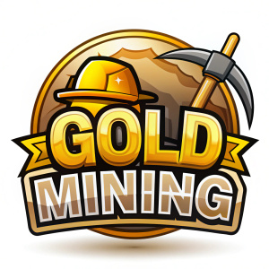 logo in cartoon style 'Gold Mining' in white background