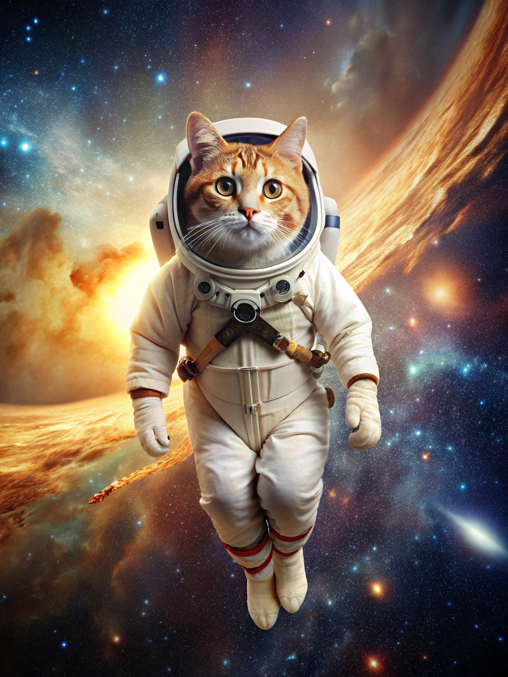 Astronaut Cat Floating In Space Recraft