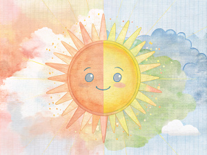 background sun on left side clouds