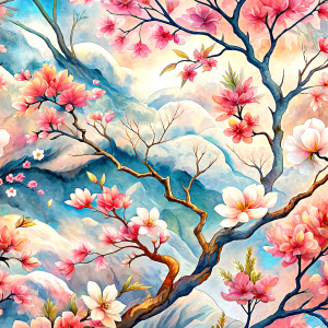 sakura, wallpaper pattern, relief, digital art