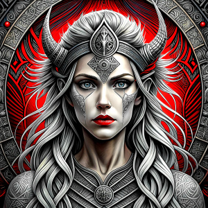 Hel – nordic godness - perfect realistic art - high definition - grey and black tattoo design - white background 