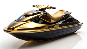 Black and gold luxurious jetsky realistic detail photography hd
