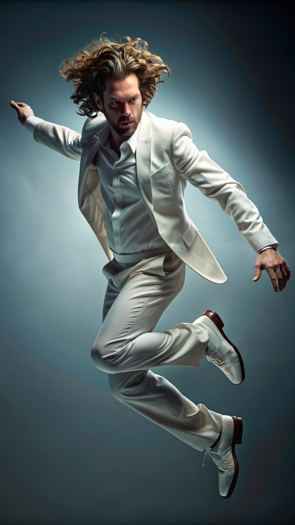 Photorealistic.  Realistic Portrait of  Michael Hutchence in a white suit jumping over the red room,  sadness. 30 years old. suspended on mid-air, handsome, very short beard, still from animated horror movie,  under a shower, inspired by Vilhelm Lundstrøm, incredibly skinny, h 1 0 2 4, dark enclosed, grimm, no skin shown, 1 : 1 brutal design , hyper-realistic,  super realistic, 32k image, best quality, intricate detailed
