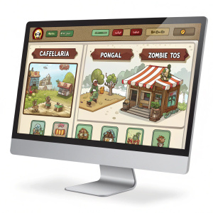 Interactive online marketplace showcasing diverse 2D game assets for sale. Featured game kits include Cafélaria, Ponggal, and Zombie Tos, each with detailed descriptions and competitive pricing. Easy navigation and organized layout enhance user experience.
