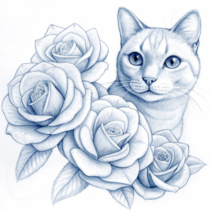 Roses and cats wallpapers