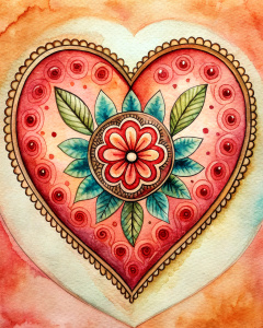 vintage boho valentine's card design